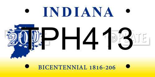 TPH413 Indiana License Plate