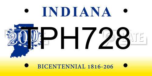 TPH728 Indiana License Plate