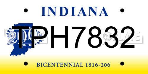 TPH7832 Indiana License Plate