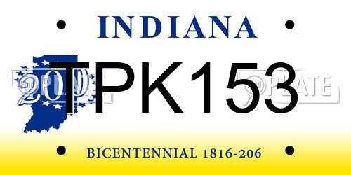 TPK153 Indiana License Plate