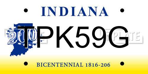 TPK59G Indiana License Plate
