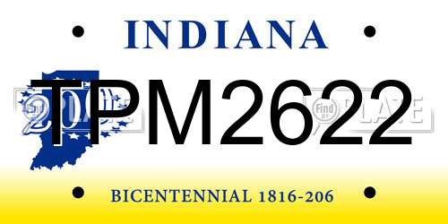 TPM2622 Indiana License Plate