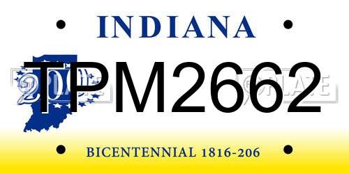TPM2662 Indiana License Plate
