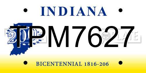 TPM7627 Indiana License Plate
