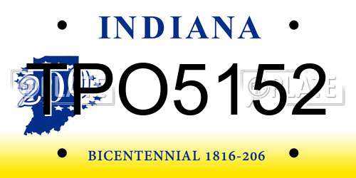 TPO5152 Indiana License Plate