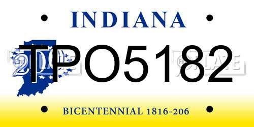 TPO5182 Indiana License Plate