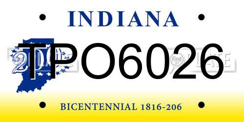 TPO6026 Indiana License Plate