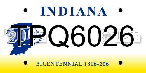 TPQ6026 Indiana License Plate