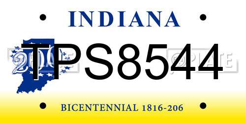 TPS8544 Indiana License Plate
