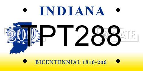 TPT288 Indiana License Plate