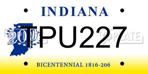 TPU227 Indiana License Plate
