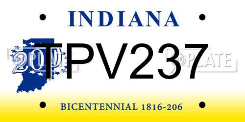 TPV237 Indiana License Plate