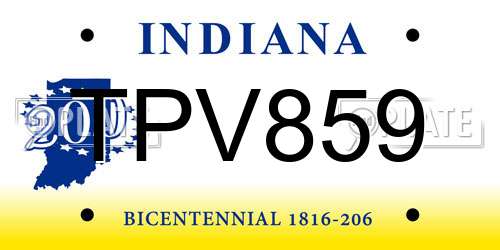 TPV859 Indiana License Plate