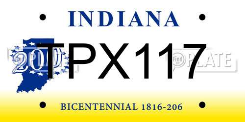 TPX117 Indiana License Plate