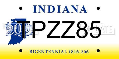TPZZ85 Indiana License Plate