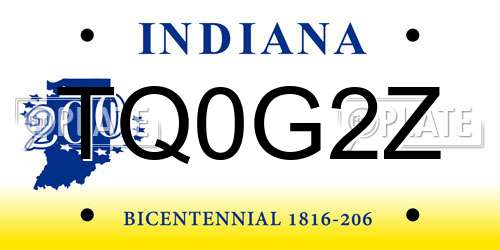 TQ0G2Z Indiana License Plate