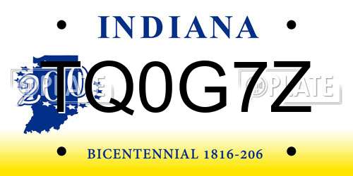 TQ0G7Z Indiana License Plate