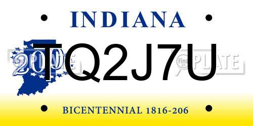 TQ2J7U Indiana License Plate