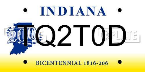 TQ2T0D Indiana License Plate