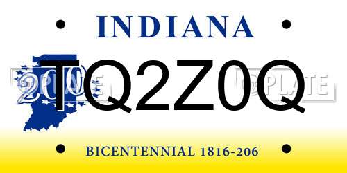 TQ2Z0Q Indiana License Plate
