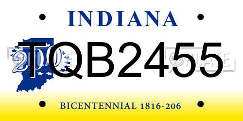 TQB2455 Indiana License Plate