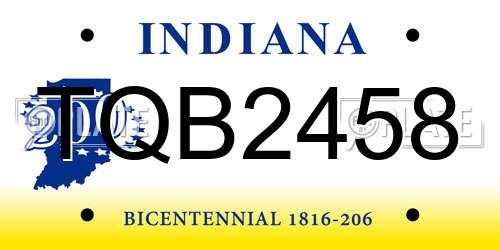 TQB2458 Indiana License Plate
