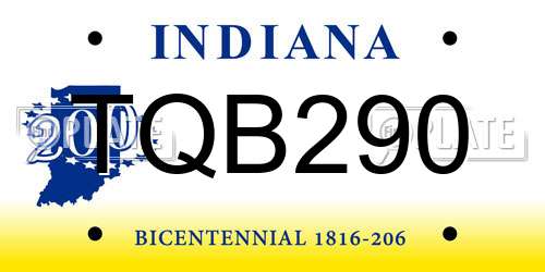 TQB290 Indiana License Plate