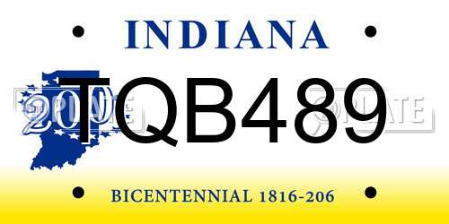 TQB489 Indiana License Plate