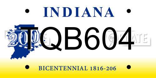 TQB604 Indiana License Plate