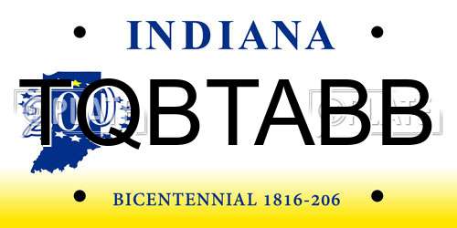 TQBTABB Indiana License Plate