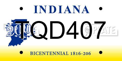 TQD407 Indiana License Plate