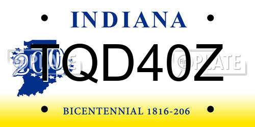 TQD40Z Indiana License Plate