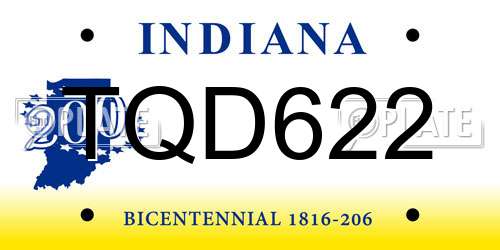 TQD622 Indiana License Plate