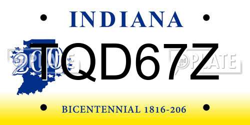 TQD67Z Indiana License Plate