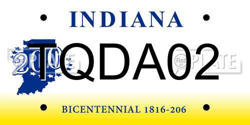 TQDA02 Indiana License Plate