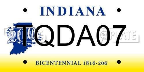 TQDA07 Indiana License Plate