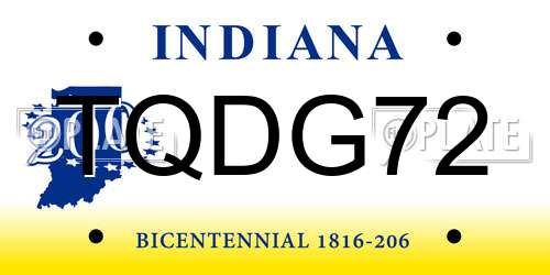 TQDG72 Indiana License Plate