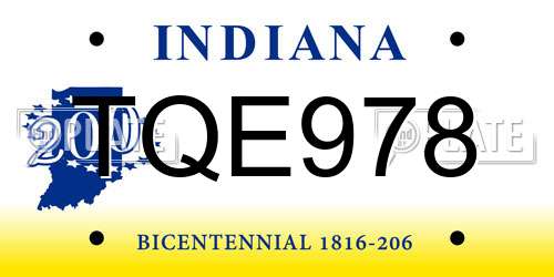 TQE978 Indiana License Plate