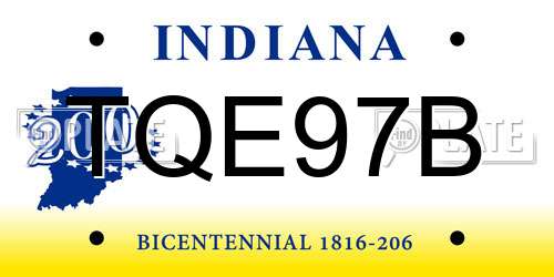 TQE97B Indiana License Plate