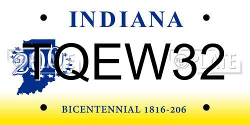 TQEW32 Indiana License Plate