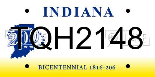 TQH2148 Indiana License Plate