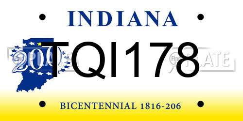 TQI178 Indiana License Plate