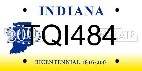 TQI484 Indiana License Plate