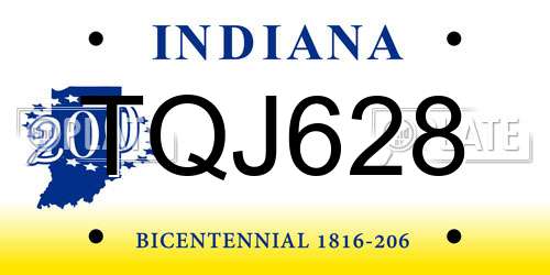 TQJ628 Indiana License Plate