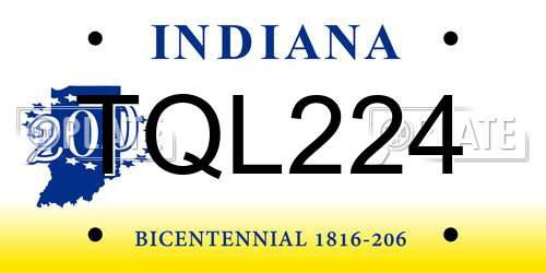 TQL224 Indiana License Plate