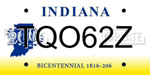 TQO62Z Indiana License Plate