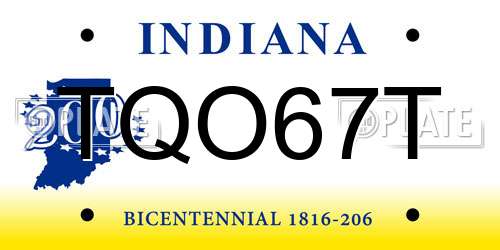 TQO67T Indiana License Plate