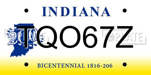 TQO67Z Indiana License Plate