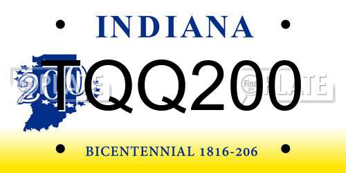 TQQ200 Indiana License Plate