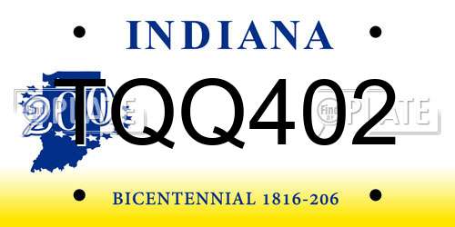 TQQ402 Indiana License Plate